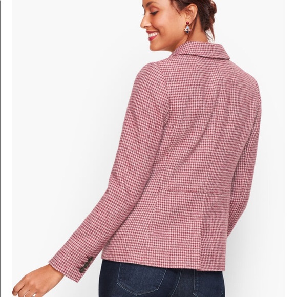 TALBOTS SHETLAND PINK WOOL BLAZER HOUNDSTOOTH - Picture 4 of 13